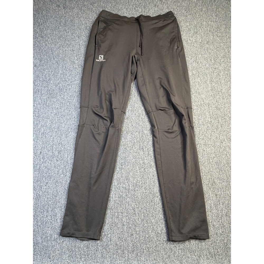 Salomon Mens Running Pants Black Size M Athletic Training Track Trousers Zippers